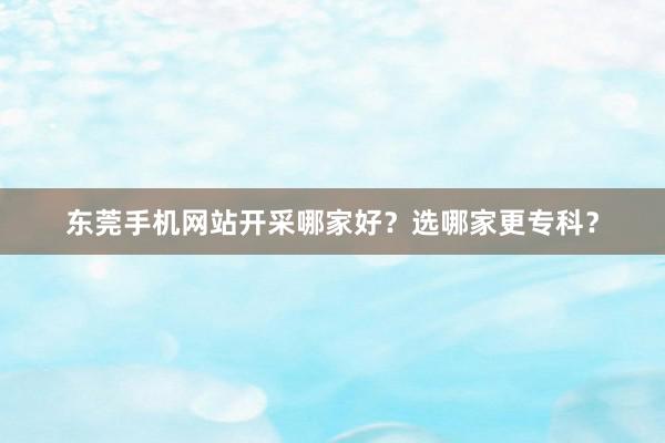 东莞手机网站开采哪家好？选哪家更专科？